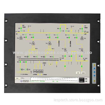 19-inch Industrial LCD PC Monitor, 8U Rack Mount, USB/RS232 Touchscreen, VGA IN, 12V DC IN, OEM/DOM